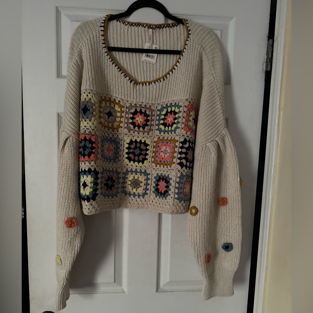NWT! Free People quilted sweater in XL. High fashion quality and nostalgic!